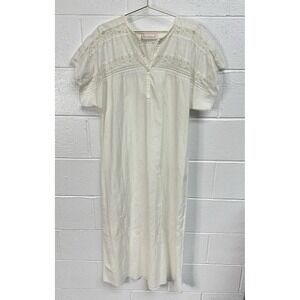 VTG Vandemere White Lace Prairie Nightgown Dress Short Sleeve Midi Cottagecore L